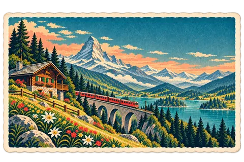 Switzerland postcard from the Travary app