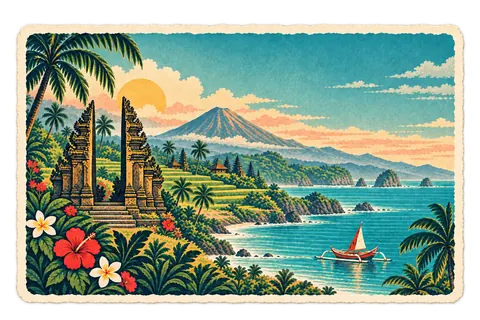 Bali postcard from the Travary app