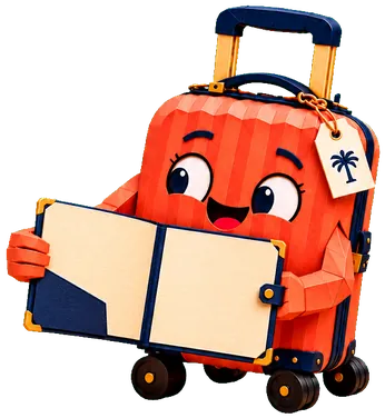 Travi holding an open travel folio
